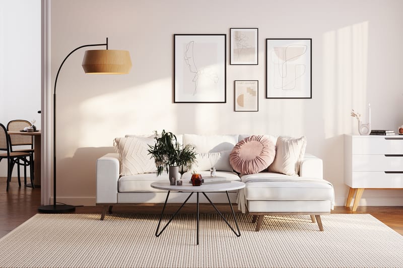 Copenhagen Compact 3-seters Vendbar L-formet Divansofa i Stoff - Lys grå - Møbler - Sofaer - Sofa med sjeselong