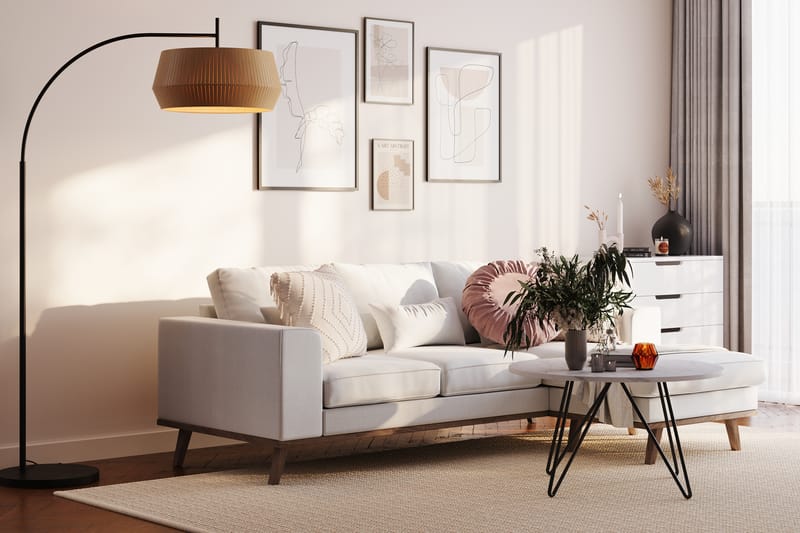 Copenhagen Compact 3-seters Vendbar L-formet Divansofa i Stoff - Lys grå - Møbler - Sofaer - Sofa med sjeselong