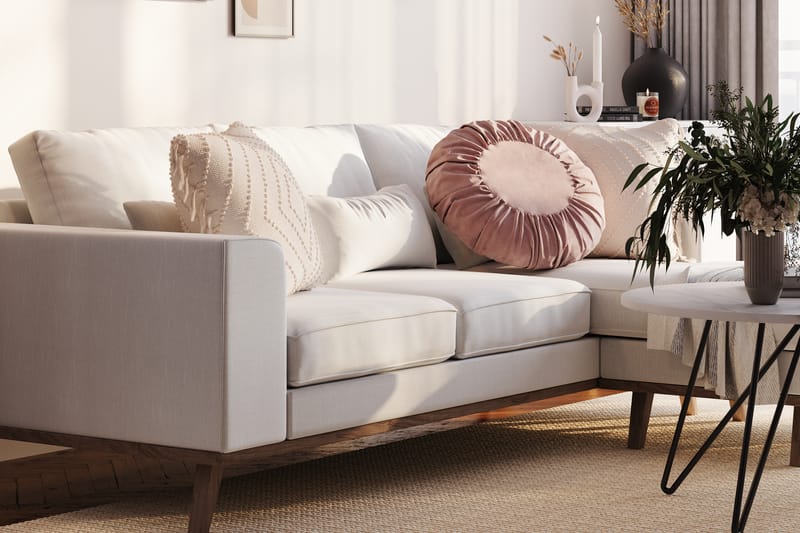 Copenhagen Compact 3-seters Vendbar L-formet Divansofa i Stoff - Lys grå - Møbler - Sofaer - Sofa med sjeselong