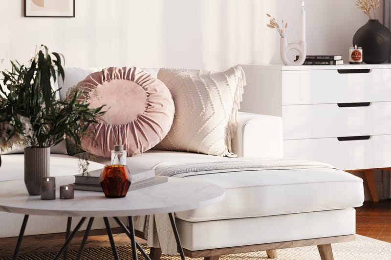 Copenhagen Compact 3-seters Vendbar L-formet Divansofa i Stoff - Lys grå - Møbler - Sofaer - Sofa med sjeselong