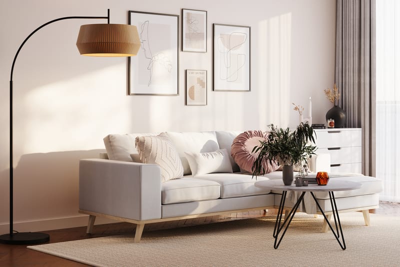 Copenhagen Compact 3-seters Vendbar L-formet Divansofa i Stoff - Lys grå - Møbler - Sofaer - Sofa med sjeselong