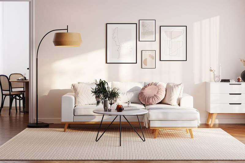 Copenhagen Compact 3-seters Vendbar L-formet Divansofa i Stoff - Lys grå - Møbler - Sofaer - Sofa med sjeselong