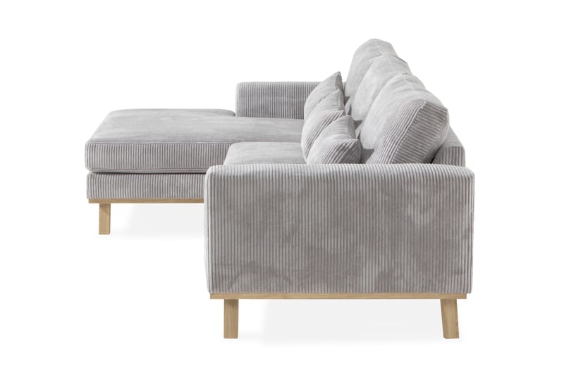 Copenhagen Divansofa Cordfløyel - Lysegrå - Sofa med sjeselong - Skinnsofaer - 2 seters sofa med divan - 3 seters sofa med divan - 4 seters sofa med divan - Fløyel sofaer