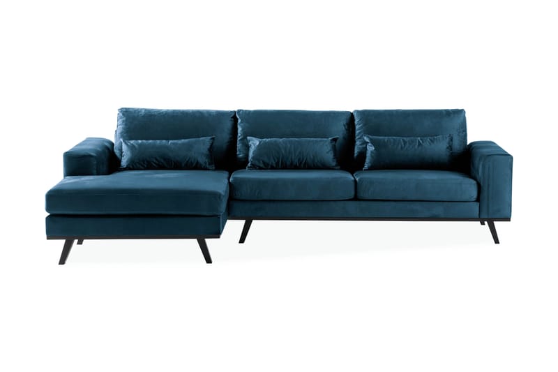 Copenhagen Divansofa Fløyel - Blå - Møbler - Sofaer - Sofa med sjeselong