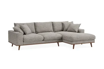 Copenhagen Premium 4-personers Højrevendt L-formet Dyb Divansofa i Chenille - Grå - Møbler - Sofaer - Sofa med sjeselong