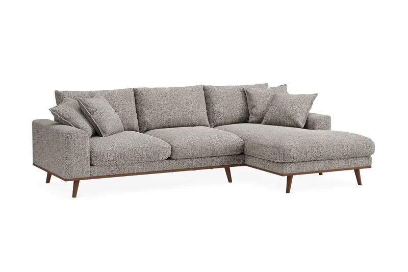 Copenhagen Premium 4-personers Højrevendt L-formet Dyb Divansofa i Chenille - Grå - Møbler - Sofaer - Sofa med sjeselong