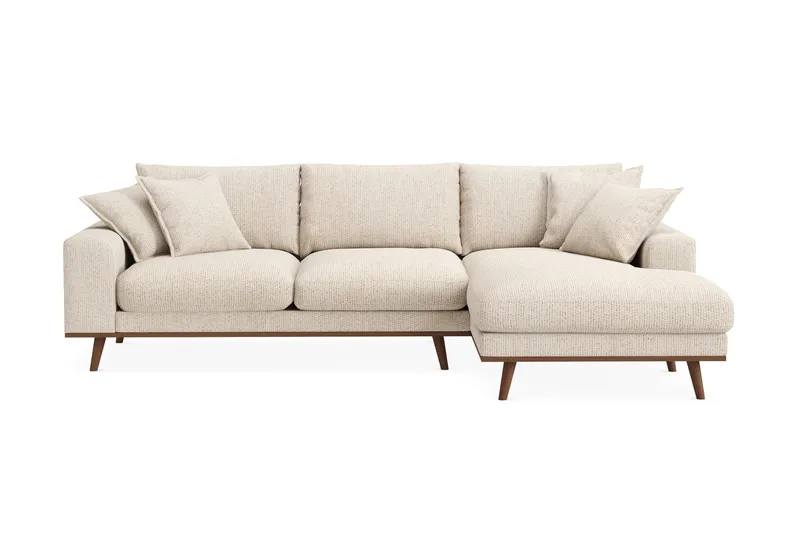 Copenhagen Premium 4-personers Højrevendt L-formet Dyb Divansofa i Chenille - Beige - Møbler - Sofaer - Sofa med sjeselong