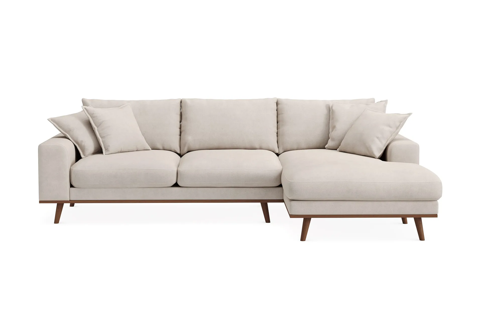 Copenhagen Premium 4-personers Højrevendt L-formet Dyb Divansofa i Stoff - Beige