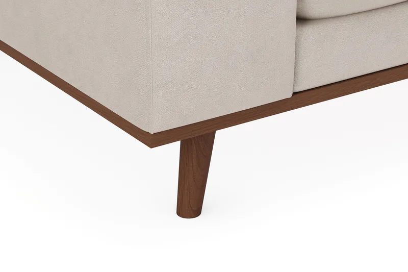 Copenhagen Premium 4-personers Højrevendt L-formet Dyb Chaiselongsofa i Stoff - Beige - Møbler - Sofaer - Sofa med sjeselong