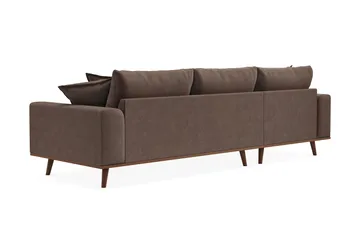 Copenhagen Premium 4-personers Venstrevendt L-formet Dyb Divansofa i Stoff - Mørkebrun - Møbler - Sofaer - Sofa med sjeselong