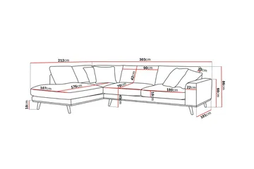Copenhagen Premium 4-personers Venstrevendt L-formet Dyb Chaiselongsofa i Stoff - Beige - Møbler - Sofaer - Sofa med sjeselong