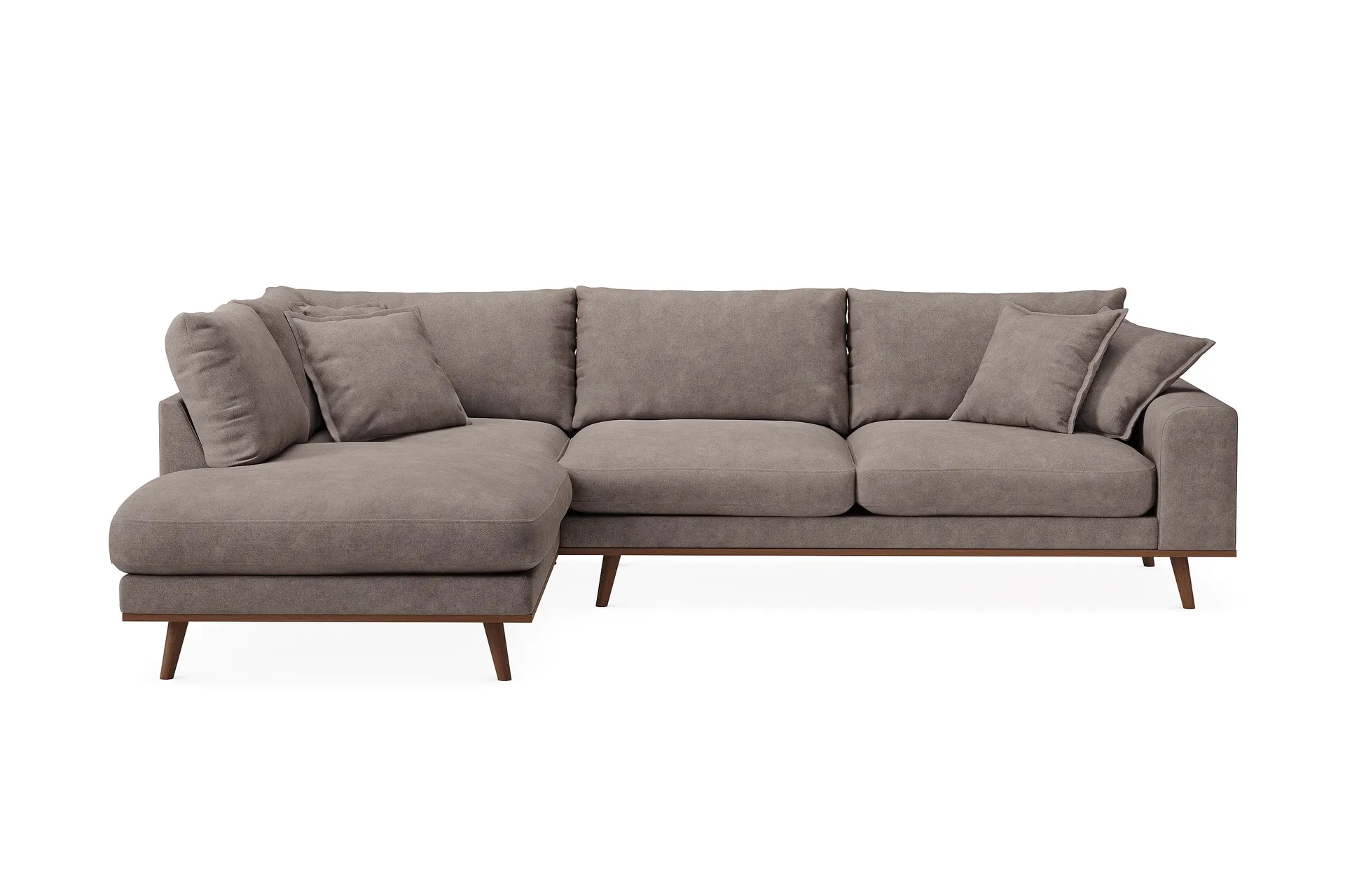 Copenhagen Premium 4-personers Venstrevendt L-formet Dyb Chaiselongsofa i Stoff - Brun