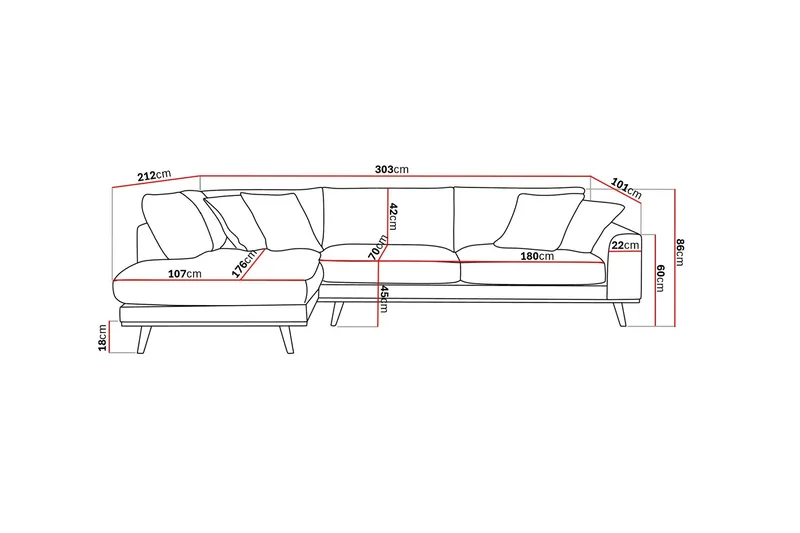 Copenhagen Premium 4-personers Venstrevendt L-formet Dyb Chaiselongsofa i Stoff - Brun - Møbler - Sofaer - Sofa med sjeselong