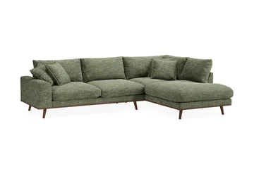 Copenhagen Premium 4-personers Højrevendt L-formet Dyb Chaiselongsofa i Chenille - Grøn - Møbler - Sofaer - Sofa med sjeselong