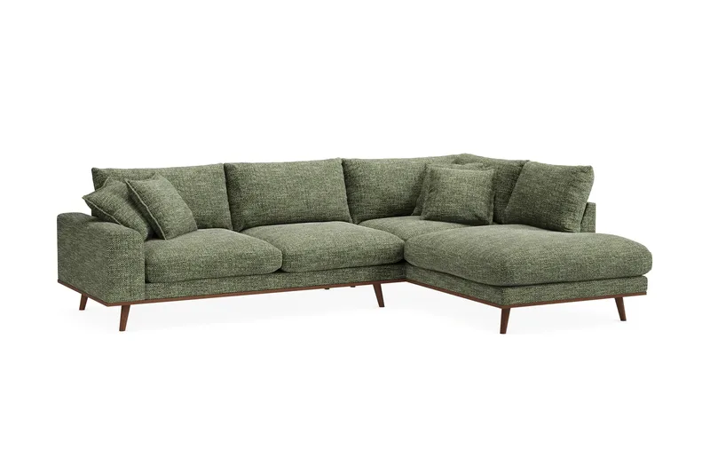 Copenhagen Premium 4-personers Højrevendt L-formet Dyb Chaiselongsofa i Chenille - Grøn - Møbler - Sofaer - Sofa med sjeselong