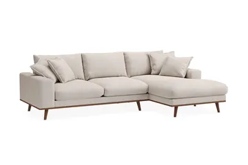 Copenhagen Premium 4-personers Højrevendt L-formet Dyb Divansofa i Stoff - Beige - Møbler - Sofaer - Sofa med sjeselong