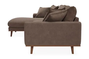 Copenhagen Premium 4-personers Venstrevendt L-formet Dyb Divansofa i Stoff - Mørkebrun - Møbler - Sofaer - Sofa med sjeselong
