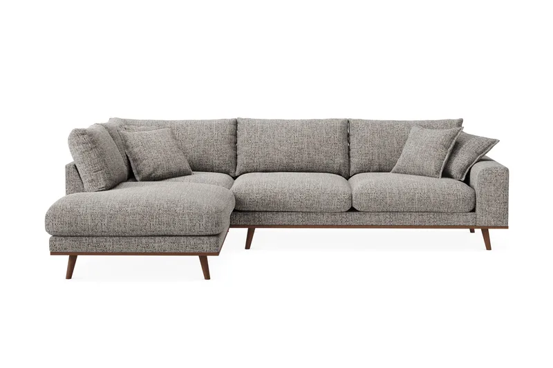 Copenhagen Premium 4-personers Venstrevendt L-formet Dyb Chaiselongsofa i Chenille, Grå