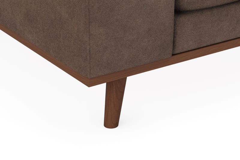 Copenhagen Premium 4-personers Højrevendt L-formet Dyb Divansofa i Stoff - Mørkebrun - Møbler - Sofaer - Sofa med sjeselong