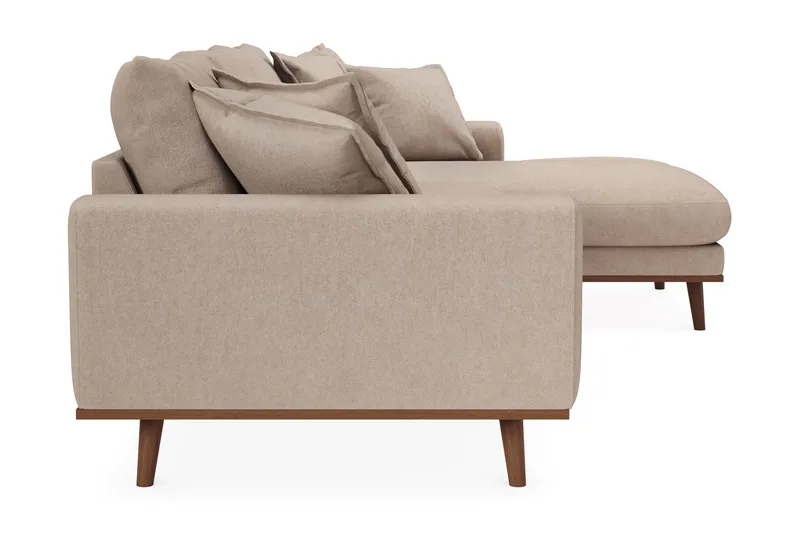 Copenhagen Premium 4-personers Højrevendt L-formet Dyb Divansofa i Stoff - Lyse brun - Møbler - Sofaer - Sofa med sjeselong