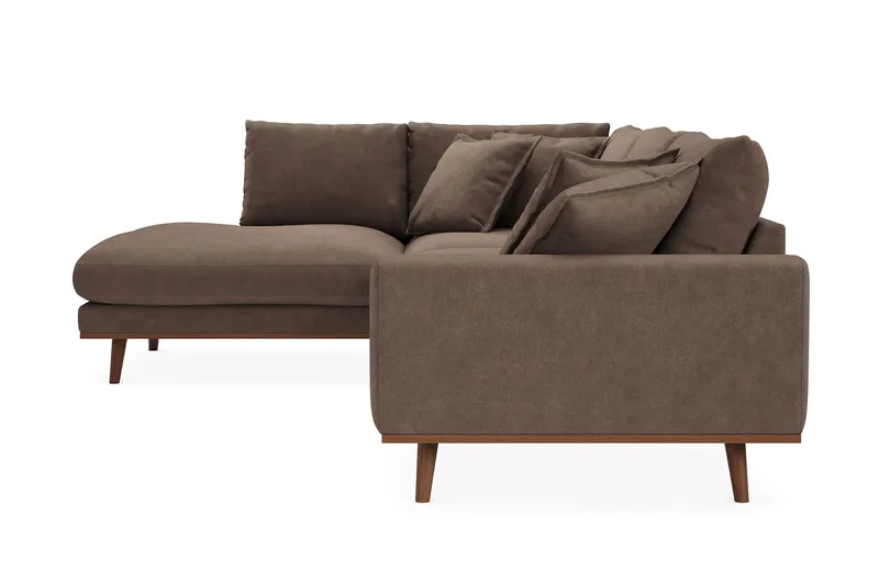 Copenhagen Premium 4-personers Venstrevendt L-formet Dyb Chaiselongsofa i Stoff - Mørkebrun - Møbler - Sofaer - Sofa med sjeselong
