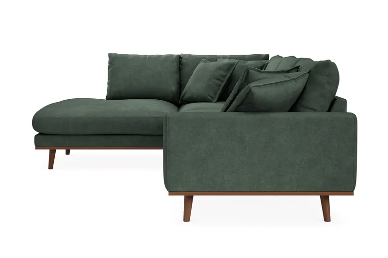 Copenhagen Premium 4-personers Venstrevendt L-formet Dyb Chaiselongsofa i Stoff - Grön - Møbler - Sofaer - Sofa med sjeselong