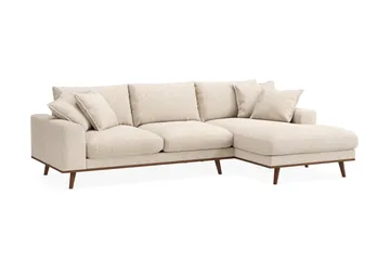 Copenhagen Premium 4-personers Højrevendt L-formet Dyb Divansofa i Chenille - Beige - Møbler - Sofaer - Sofa med sjeselong