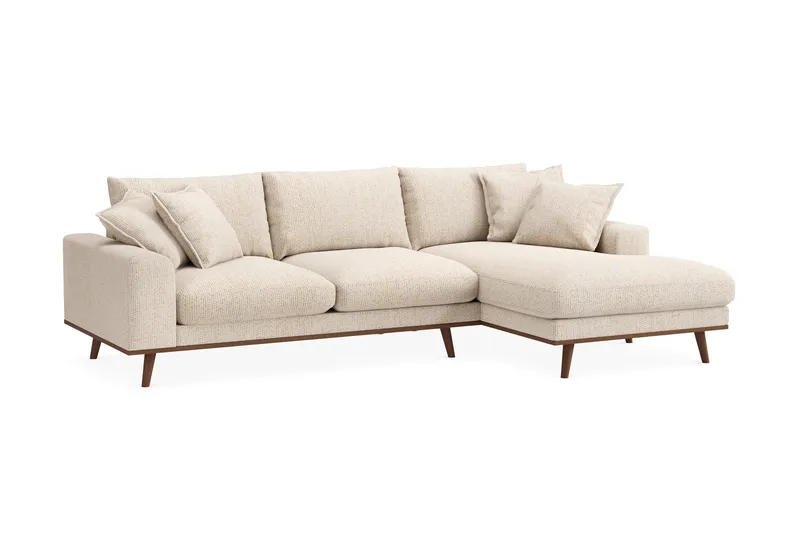 Copenhagen Premium 4-personers Højrevendt L-formet Dyb Divansofa i Chenille - Beige - Møbler - Sofaer - Sofa med sjeselong