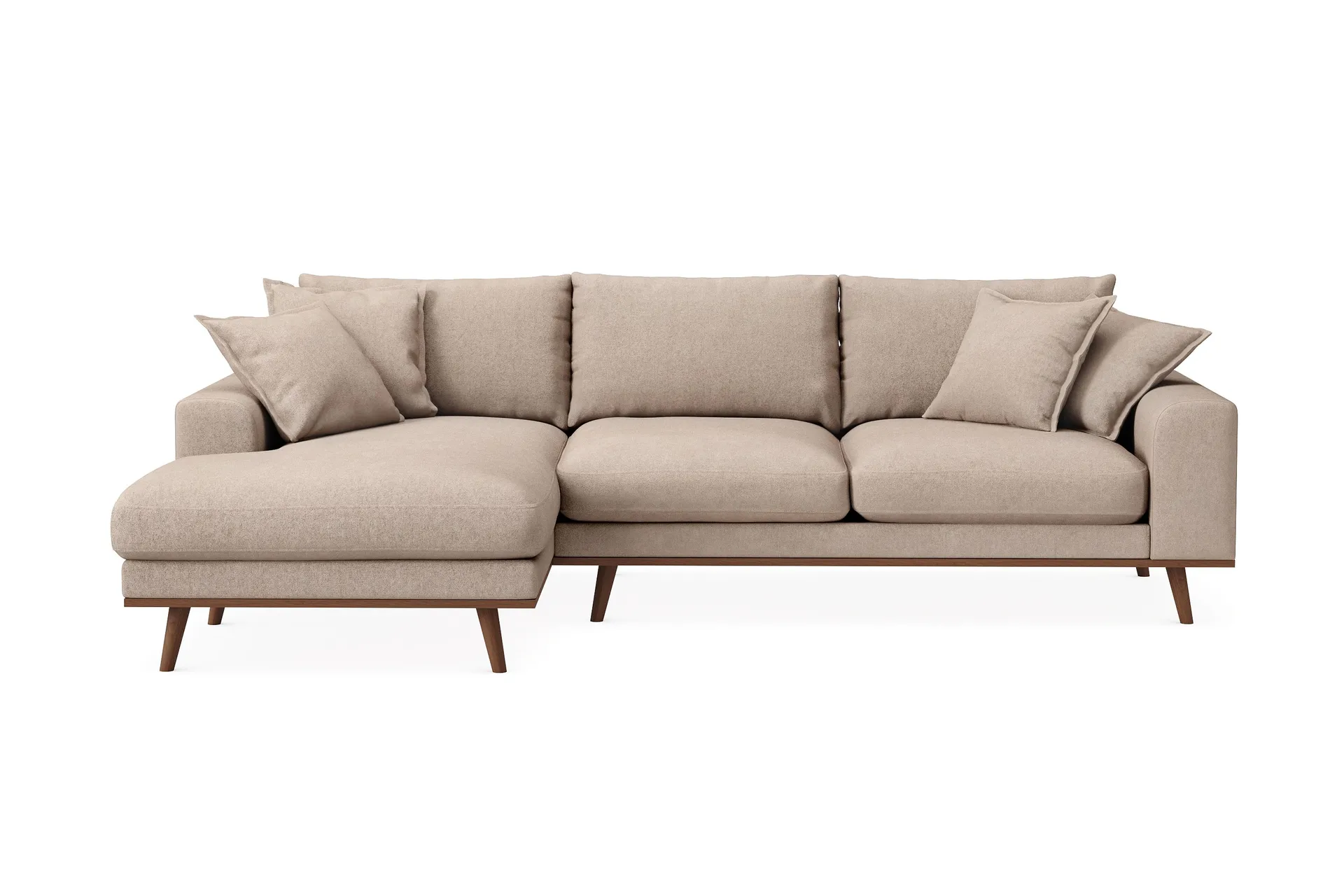 Copenhagen Premium 4-personers Venstrevendt L-formet Dyb Divansofa i Stoff - Lyse brun