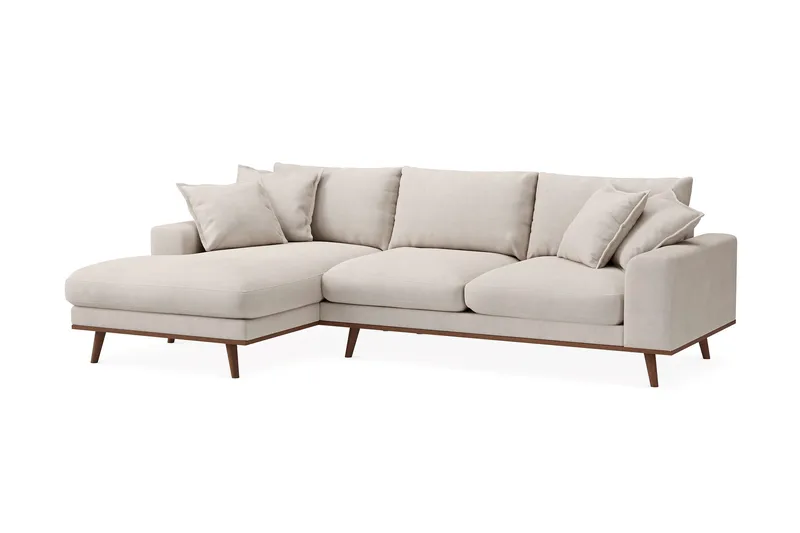 Copenhagen Premium 4-personers Venstrevendt L-formet Dyb Divansofa i Stoff - Beige - Møbler - Sofaer - Sofa med sjeselong