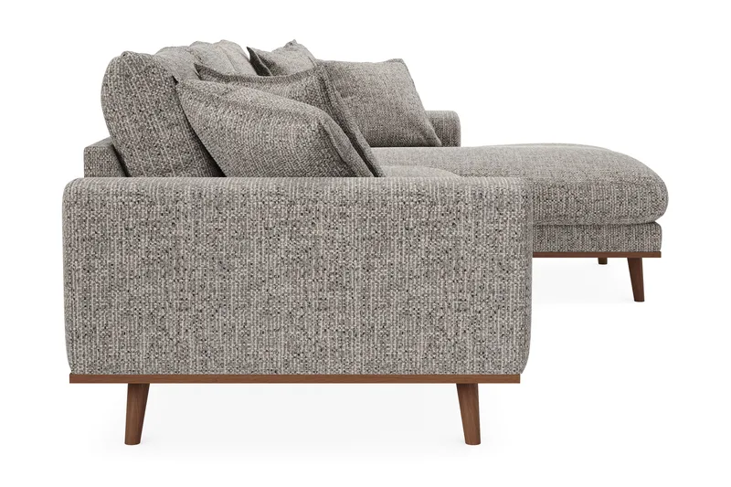 Copenhagen Premium 4-personers Højrevendt L-formet Dyb Divansofa i Chenille - Grå - Møbler - Sofaer - Sofa med sjeselong