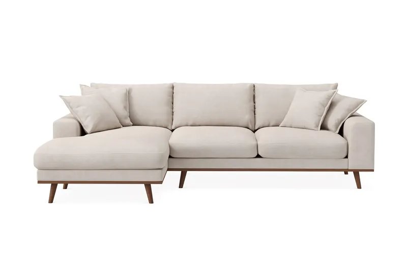 Copenhagen Premium 4-personers Venstrevendt L-formet Dyb Divansofa i Stoff - Beige - Møbler - Sofaer - Sofa med sjeselong
