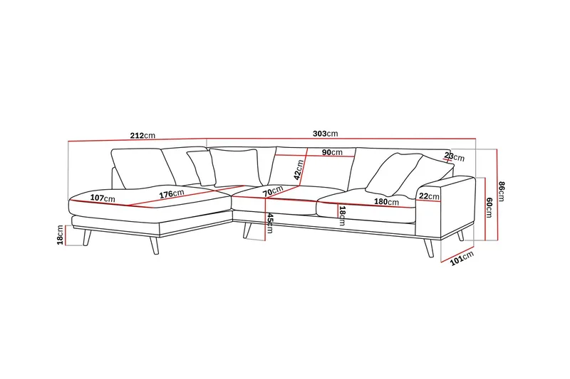 Copenhagen Premium 4-personers Venstrevendt L-formet Dyb Chaiselongsofa i Stoff - Lyse brun - Møbler - Sofaer - Sofa med sjeselong