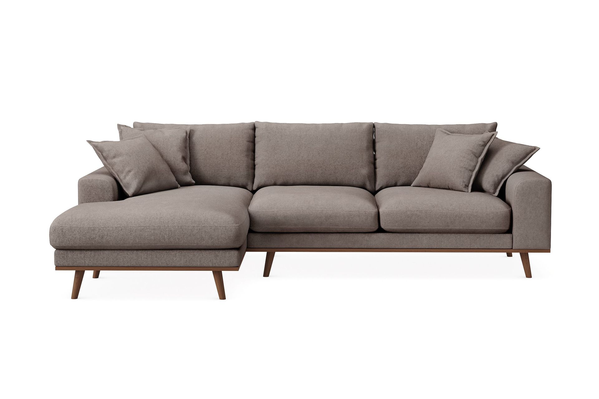 Copenhagen Premium 4-personers Venstrevendt L-formet Dyb Divansofa i Stoff - Brun