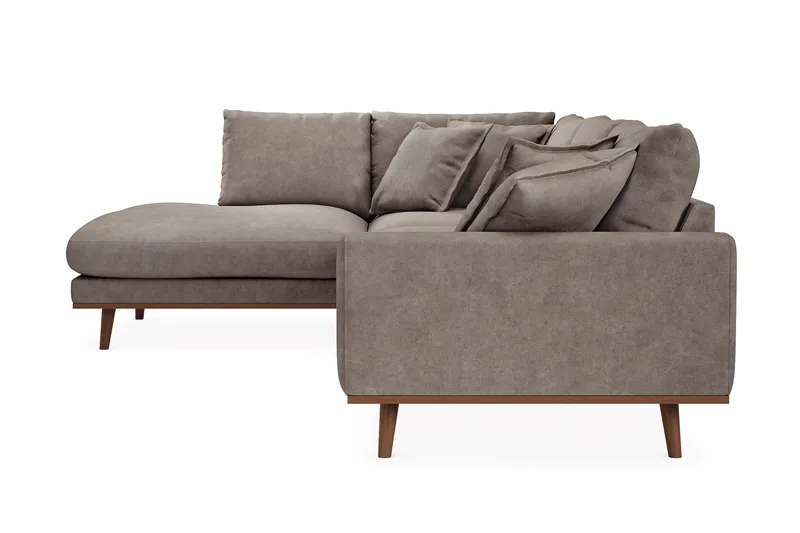 Copenhagen Premium 4-personers Venstrevendt L-formet Dyb Chaiselongsofa i Stoff - Brun - Møbler - Sofaer - Sofa med sjeselong
