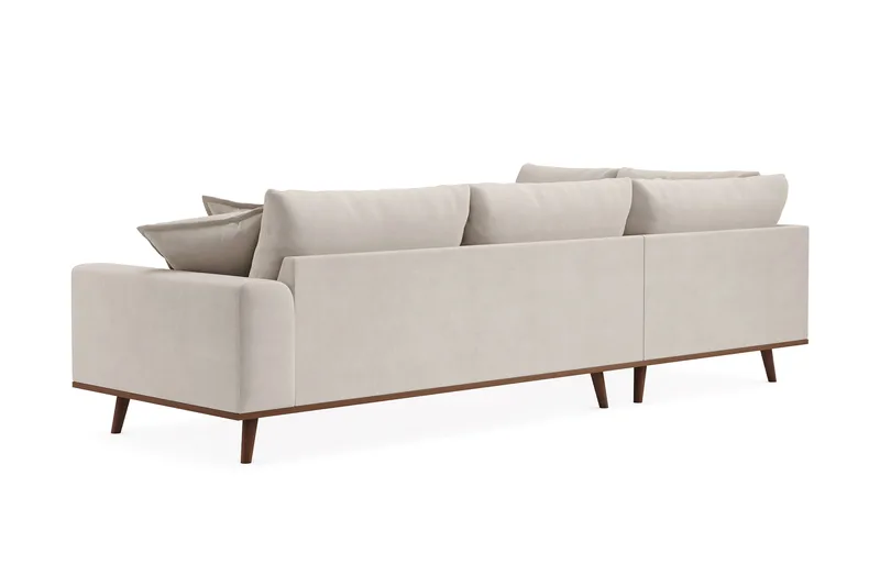 Copenhagen Premium 4-personers Venstrevendt L-formet Dyb Chaiselongsofa i Stoff - Beige - Møbler - Sofaer - Sofa med sjeselong