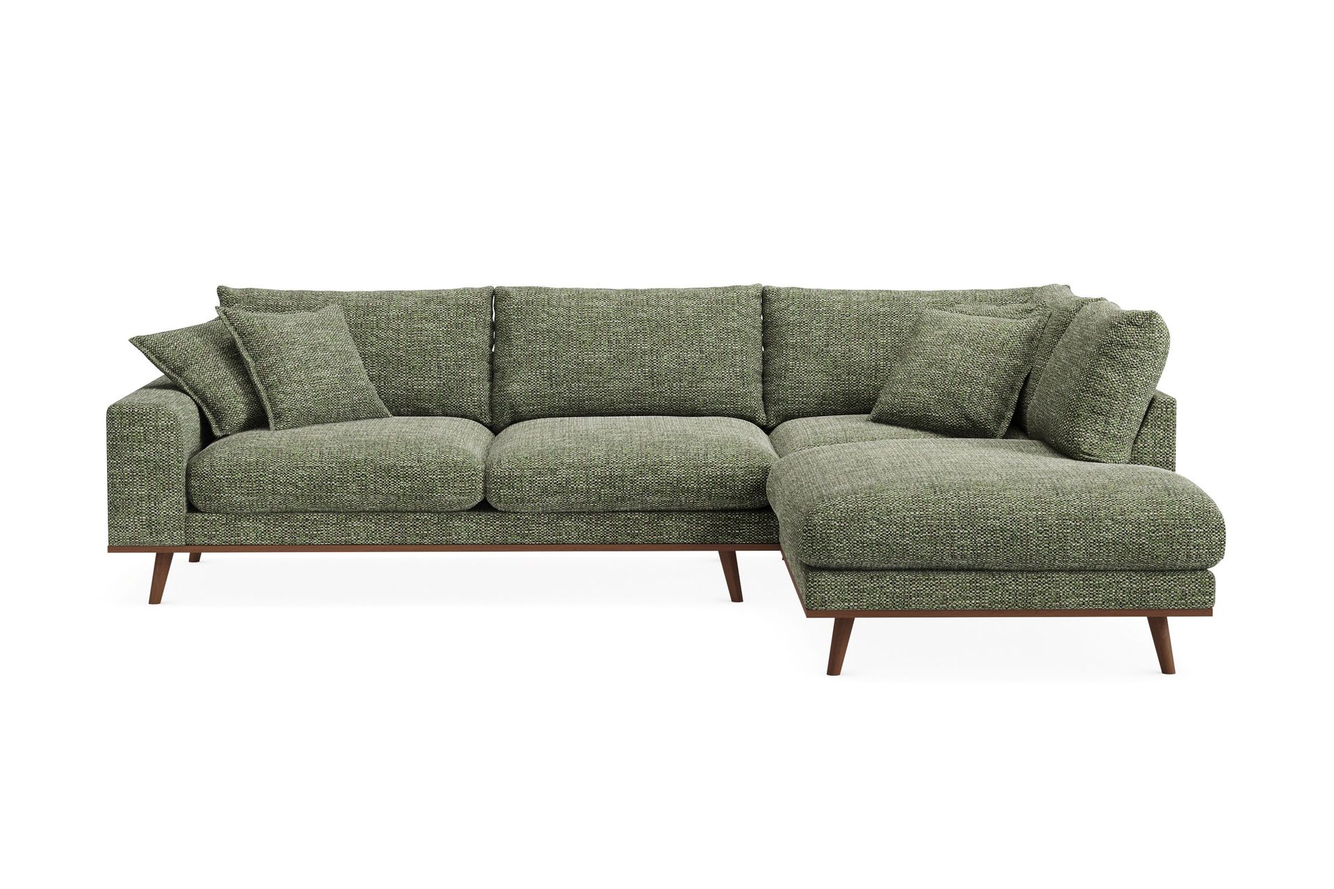Copenhagen Premium 4-personers Højrevendt L-formet Dyb Chaiselongsofa i Chenille - Grøn