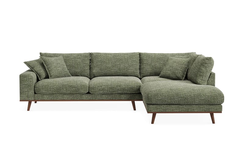 Copenhagen Premium 4-personers Højrevendt L-formet Dyb Chaiselongsofa i Chenille - Grøn - Møbler - Sofaer - Sofa med sjeselong