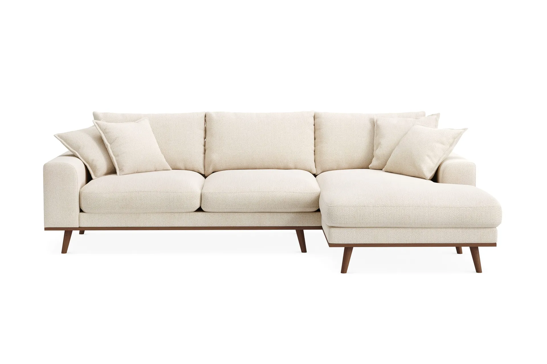 Copenhagen Premium 4-personers Højrevendt L-formet Dyb Divansofa i Chenille - Lys beige