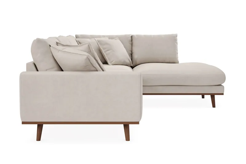 Copenhagen Premium 4-personers Højrevendt L-formet Dyb Chaiselongsofa i Stoff - Beige - Møbler - Sofaer - Sofa med sjeselong