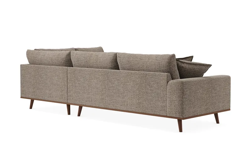 Copenhagen Premium 4-personers Højrevendt L-formet Dyb Chaiselongsofa i Chenille - Brun - Møbler - Sofaer - Sofa med sjeselong