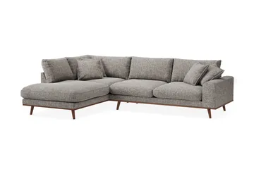 Copenhagen Premium 4-personers Venstrevendt L-formet Dyb Chaiselongsofa i Chenille - Grå - Møbler - Sofaer - Sofa med sjeselong