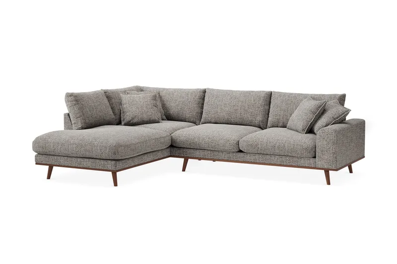 Copenhagen Premium 4-personers Venstrevendt L-formet Dyb Chaiselongsofa i Chenille - Grå - Møbler - Sofaer - Sofa med sjeselong