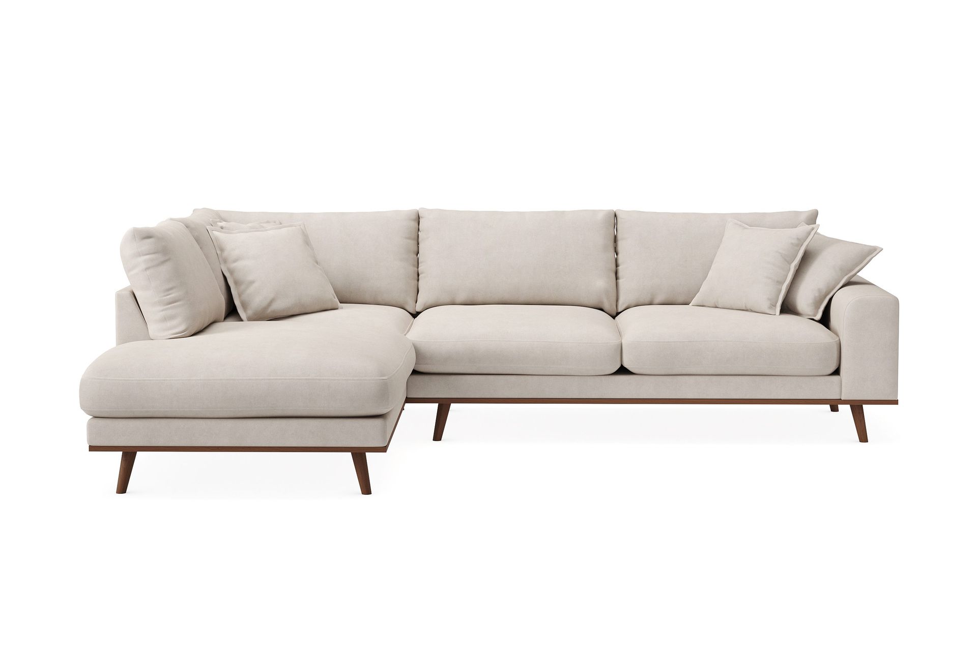 Copenhagen Premium 4-personers Venstrevendt L-formet Dyb Chaiselongsofa i Stoff - Beige