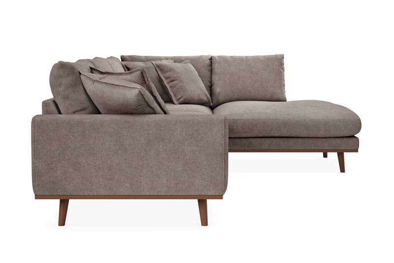 Copenhagen Premium 4-personers Højrevendt L-formet Dyb Chaiselongsofa i Stoff - Brun - Møbler - Sofaer - Sofa med sjeselong