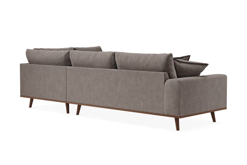 Copenhagen Premium 4-personers Højrevendt L-formet Dyb Chaiselongsofa i Stoff - Brun - Møbler - Sofaer - Sofa med sjeselong