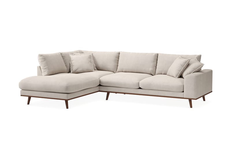 Copenhagen Premium 4-personers Venstrevendt L-formet Dyb Chaiselongsofa i Stoff - Beige - Møbler - Sofaer - Sofa med sjeselong