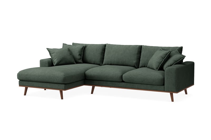 Copenhagen Premium 4-personers Venstrevendt L-formet Dyb Divansofa i Stoff - Grön - Møbler - Sofaer - Sofa med sjeselong
