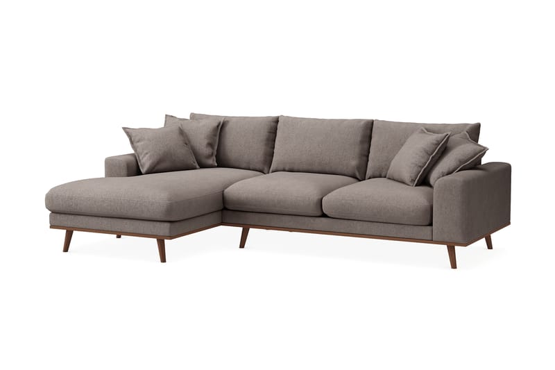 Copenhagen Premium 4-personers Venstrevendt L-formet Dyb Divansofa i Stoff - Brun - Møbler - Sofaer - Sofa med sjeselong