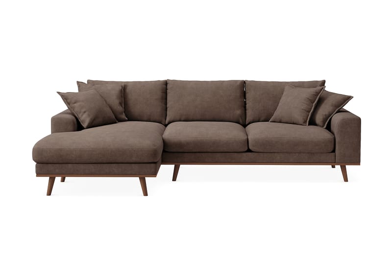 Copenhagen Premium 4-personers Venstrevendt L-formet Dyb Divansofa i Stoff - Mørkebrun - Møbler - Sofaer - Sofa med sjeselong